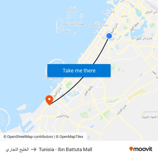 الخليج التجاري to Tunisia - Ibn Battuta Mall map