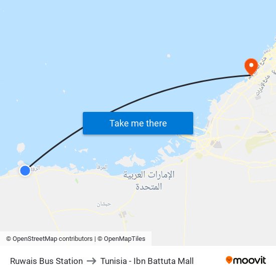 Ruwais Bus Station to Tunisia - Ibn Battuta Mall map