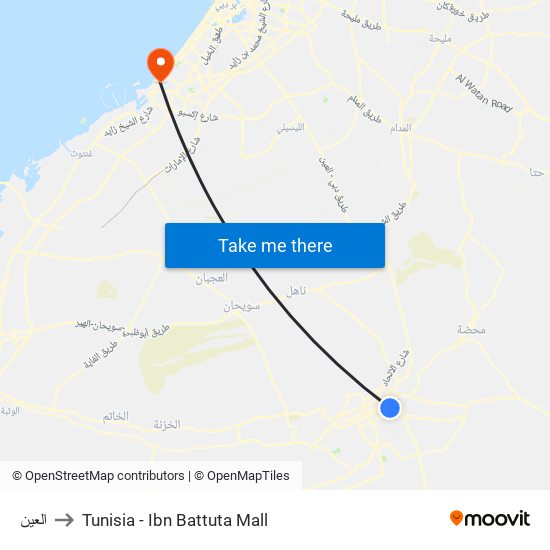 العين to Tunisia - Ibn Battuta Mall map