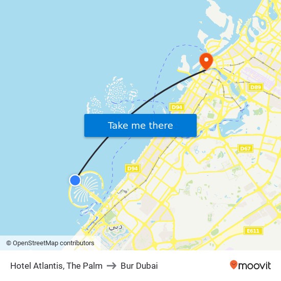 اتلانتس to Bur Dubai map