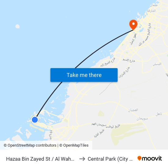 Hazaa Bin Zayed St / Al Wahda Mall to Central Park (City Walk) map