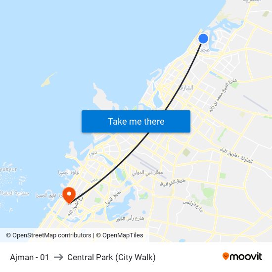 Ajman - 01 to Central Park (City Walk) map