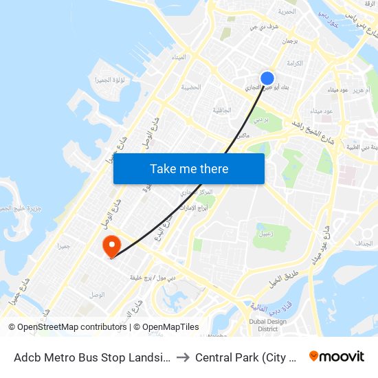 Adcb Metro Bus Stop Landside - 1 to Central Park (City Walk) map