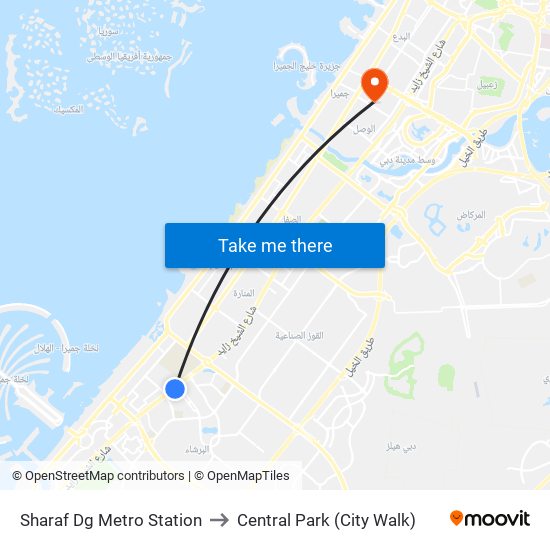 Sharaf Dg Metro Station to Central Park (City Walk) map