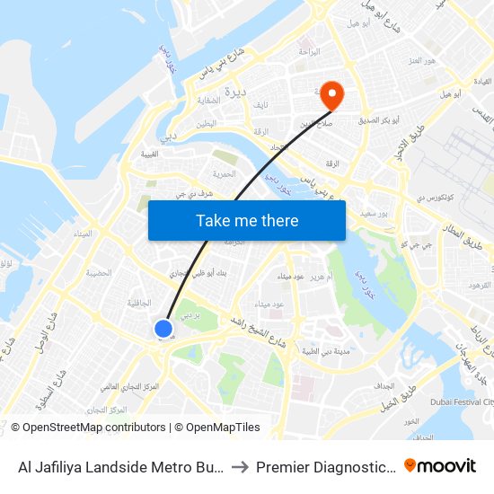 Al Jafiliya Landside Metro Bus Stop - 1 to Premier Diagnostic Center map