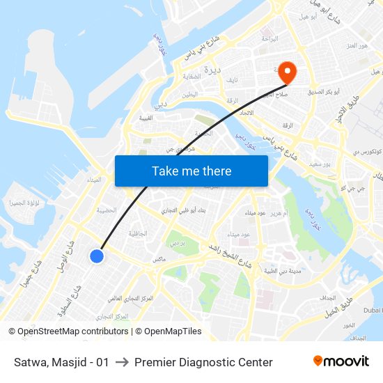 Satwa, Masjid - 01 to Premier Diagnostic Center map