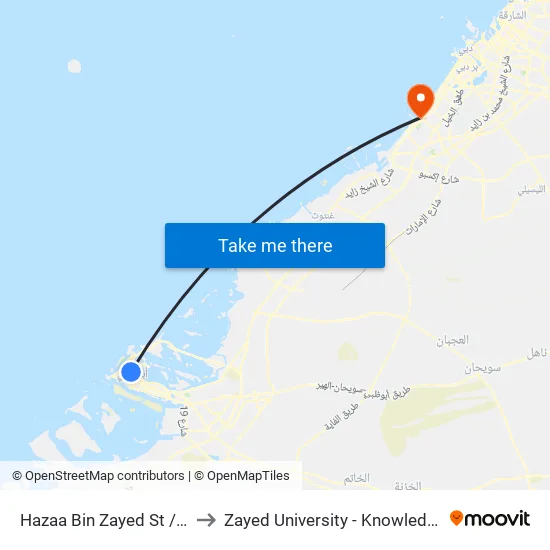 Hazaa Bin Zayed St / Al Wahda Mall to Zayed University - Knowledge Village Campus map