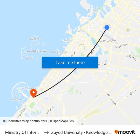 Ministry Of Information - 02 to Zayed University - Knowledge Village Campus map