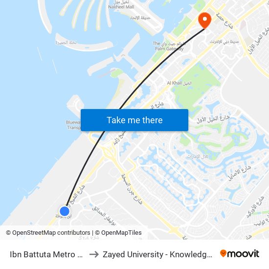 Ibn Battuta  Metro Bus Stop - 7 to Zayed University - Knowledge Village Campus map