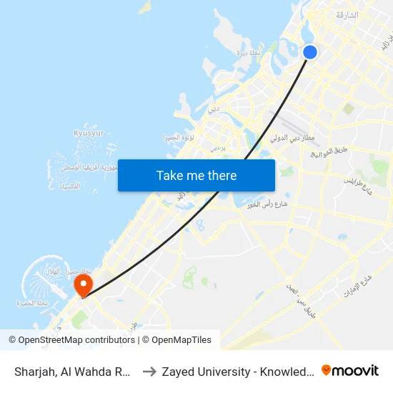 Sharjah, Al Wahda Rd, Subway 1 - 02 to Zayed University - Knowledge Village Campus map