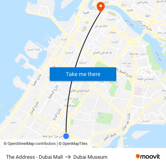 The Address - Dubai Mall to Dubai Museum map