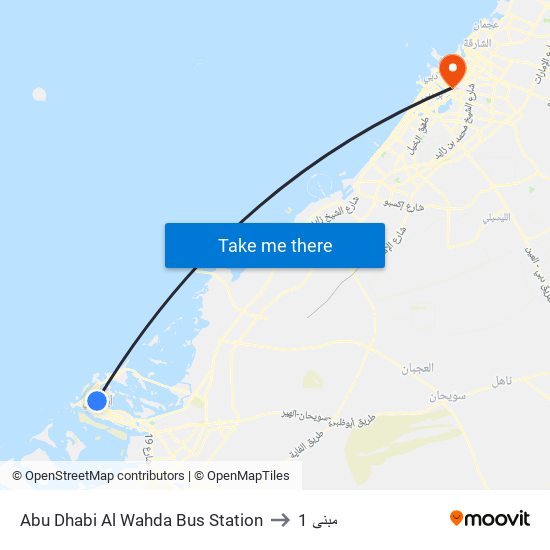 Abu Dhabi Al Wahda Bus Station to مبنى 1 map