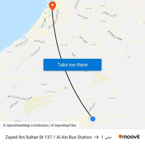 Zayed Ibn Sultan St 137 / Al Ain Bus Station to مبنى 1 map