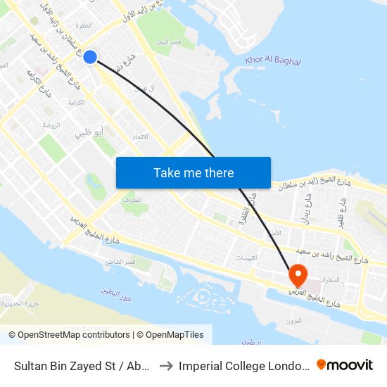 Sultan Bin Zayed St / Abu Dhabi Bus Station to Imperial College London Diabetes Centre map