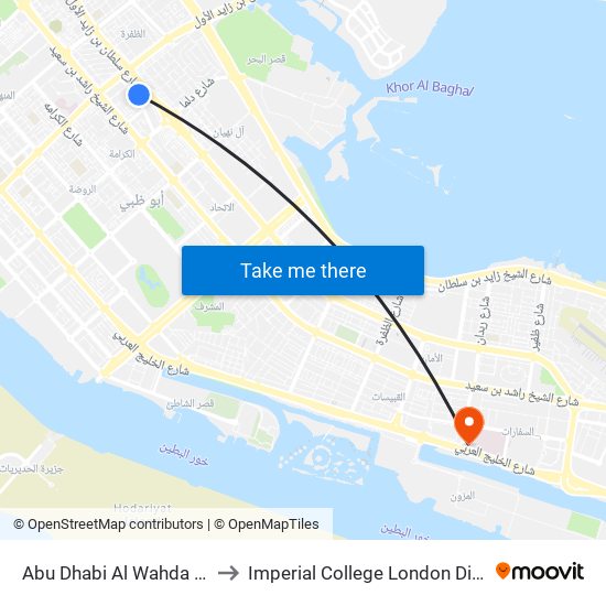 Abu Dhabi Al Wahda Bus Station to Imperial College London Diabetes Centre map