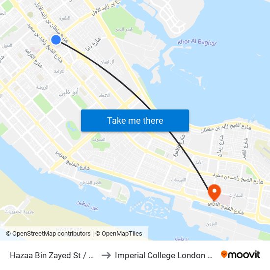 Hazaa Bin Zayed St / Al Wahda Mall to Imperial College London Diabetes Centre map