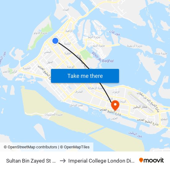 Sultan Bin Zayed St / Khalifa St to Imperial College London Diabetes Centre map