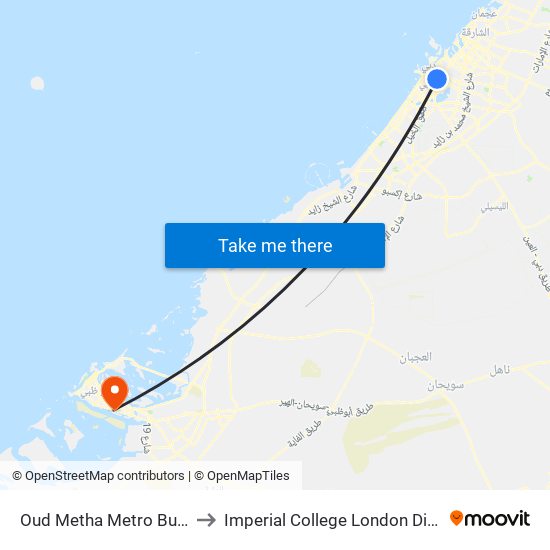 Oud Metha Metro Bus Stop - 01 to Imperial College London Diabetes Centre map