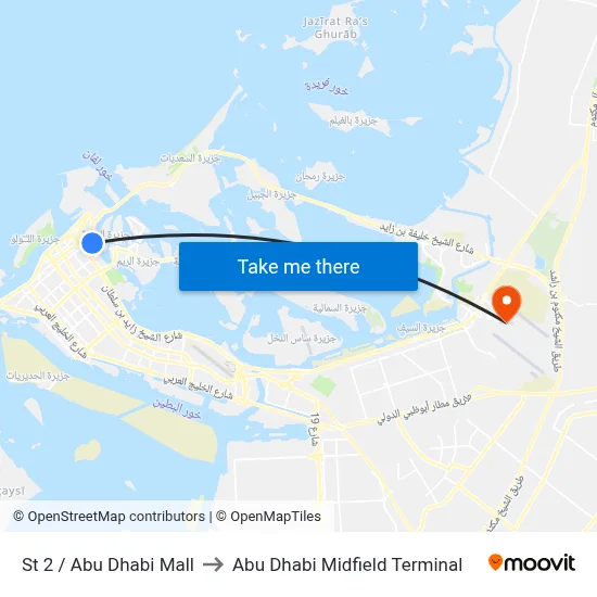 Street 2 / Abu Dhabi Mall to Abu Dhabi Midfield Terminal map