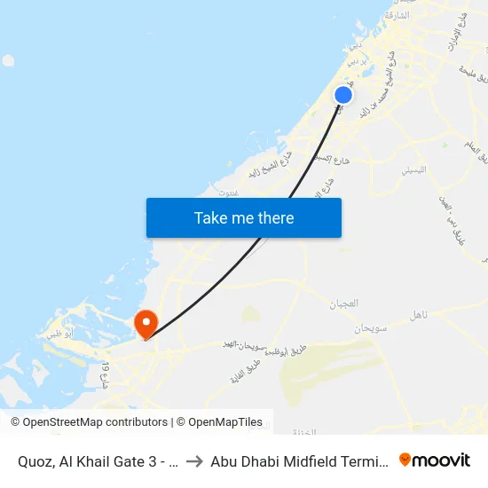 Quoz, Al Khail Gate 3 - 01 to Abu Dhabi Midfield Terminal map