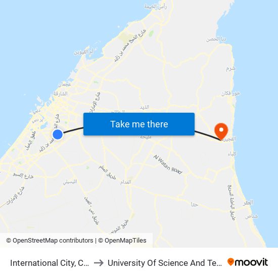 International City, Civil Defence - 1 to University Of Science And Technology Of Fujairah map