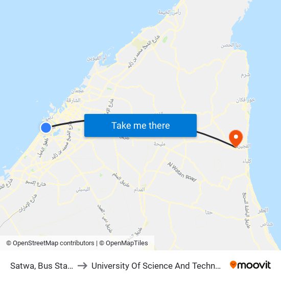 Satwa, Bus Station - 05 to University Of Science And Technology Of Fujairah map