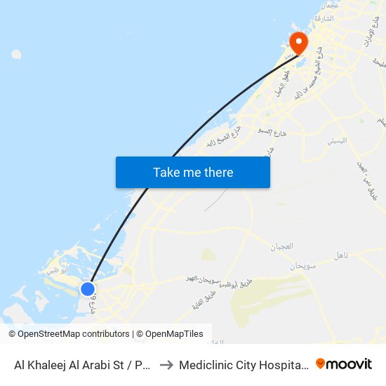 Al Khaleej Al Arabi St / Police Check Point to Mediclinic City Hospital (Dhcc Bldg 37) map