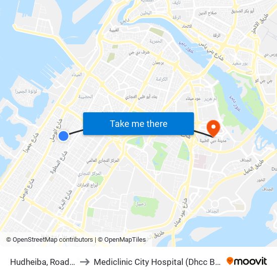 Hudheiba, Road - 02 to Mediclinic City Hospital (Dhcc Bldg 37) map