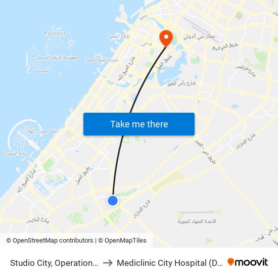 Studio City, Operation Office - 01 to Mediclinic City Hospital (Dhcc Bldg 37) map