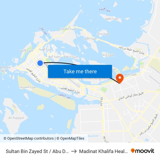 Sultan Bin Zayed St / Abu Dhabi Bus Station to Madinat Khalifa Healthcare Center map