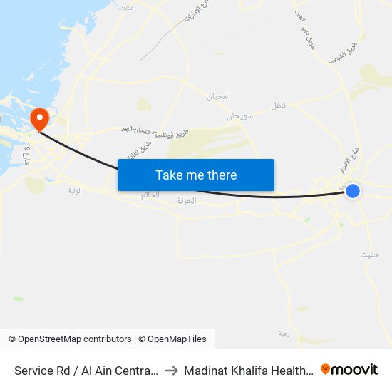 Service Rd  / Al Ain Central Bus Station to Madinat Khalifa Healthcare Center map