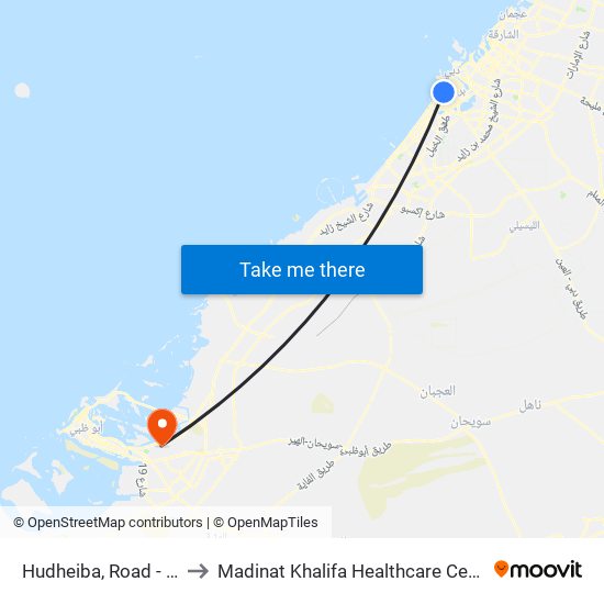 Hudheiba, Road - 02 to Madinat Khalifa Healthcare Center map