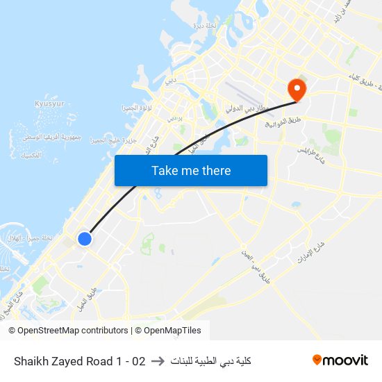 Shaikh Zayed  Road 1 - 02 to كلية دبي الطبية للبنات map