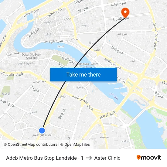 ADCB Metro Bus Stop Landside - 1 to Aster Clinic map