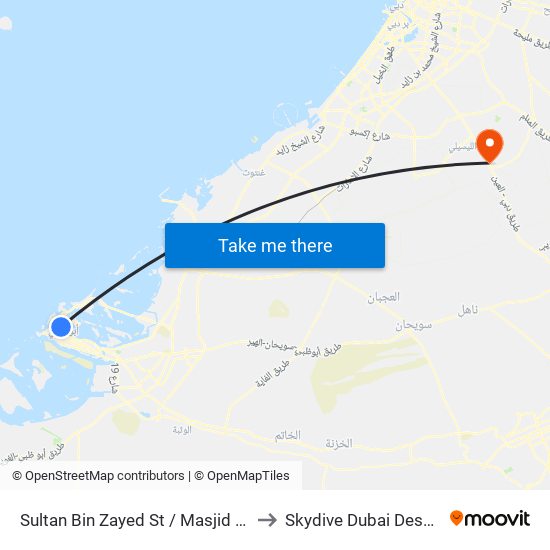 Sultan Bin Zayed St / Masjid Mariam Bint Said to Skydive Dubai Desert Dropzone map