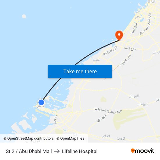 St 2 / Abu Dhabi Mall to Lifeline Hospital map