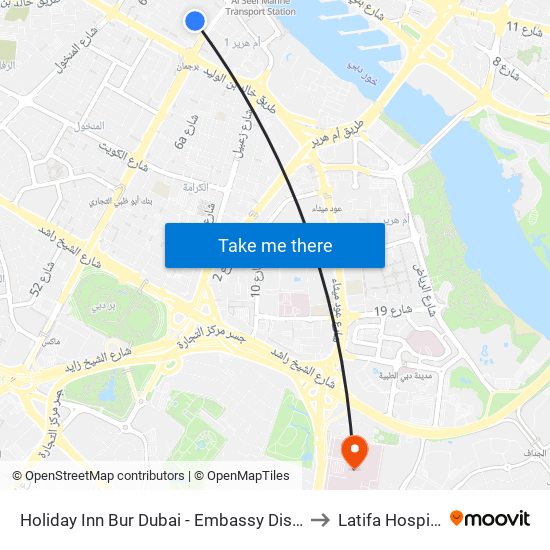 Holiday Inn Bur Dubai - Embassy District to Latifa Hospital map