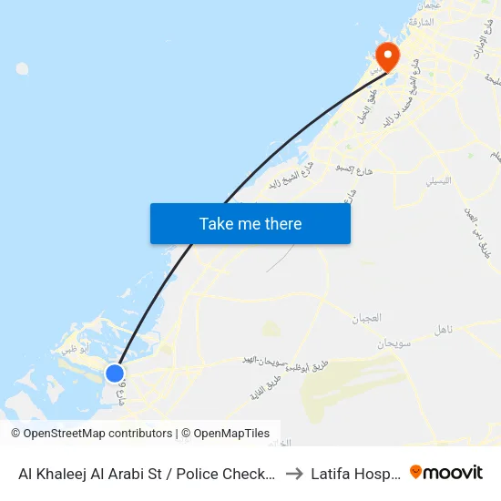 Al Khaleej Al Arabi St / Police Check Point to Latifa Hospital map