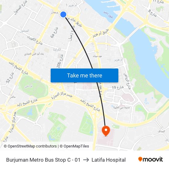 Burjuman Metro Bus Stop C - 01 to Latifa Hospital map