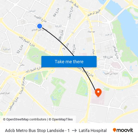 Adcb Metro Bus Stop Landside - 1 to Latifa Hospital map