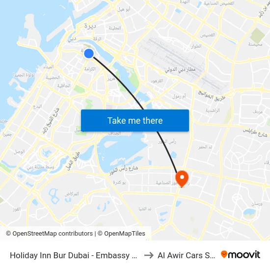 Holiday Inn Bur Dubai - Embassy District to Al Awir Cars Sales map
