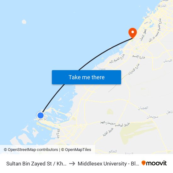 Sultan Bin Zayed St / Khalifa St to Middlesex University - Block 16 map