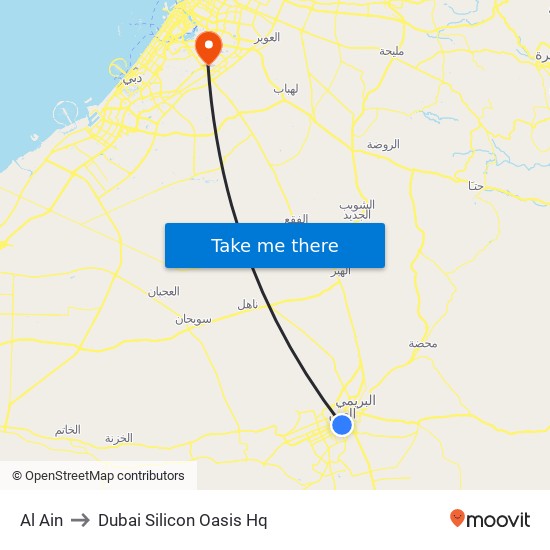 العين to Dubai Silicon Oasis Hq map