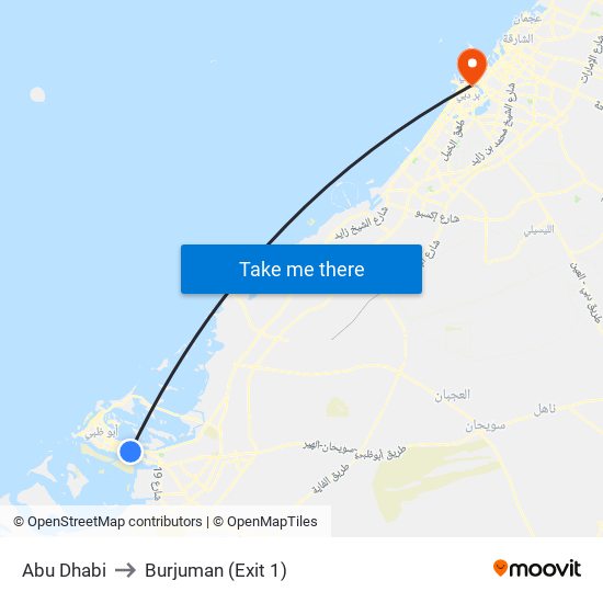 Abu Dhabi to Burjuman (Exit 1) map