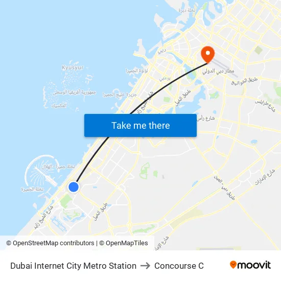 Dubai Internet City Metro Station to Concourse C map