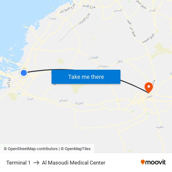 Terminal 1 to Al Masoudi Medical Center map