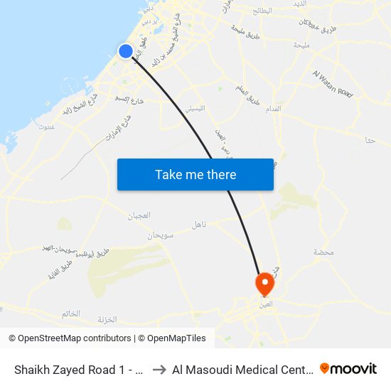 Shaikh Zayed  Road 1 - 02 to Al Masoudi Medical Center map