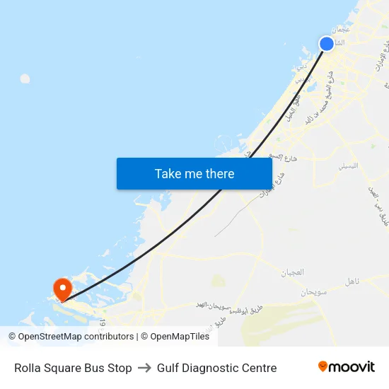 Rolla Square Bus Stop to Gulf Diagnostic Centre map