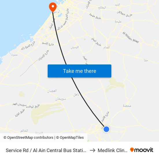 Service Rd  / Al Ain Central Bus Station to Medlink Clinic map