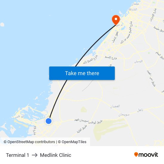 Terminal 1 to Medlink Clinic map